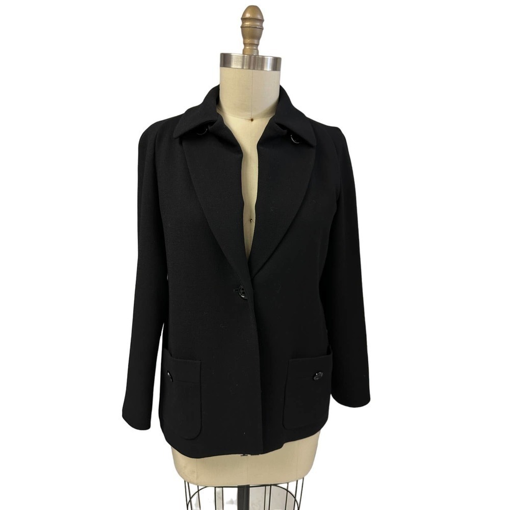 AGNONA Black Wool Single Button Ladies Blazer Career Made in Italy Sz 42/US 12
